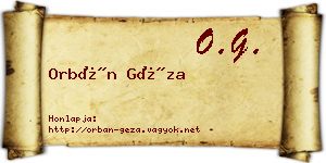 Orbán Géza névjegykártya